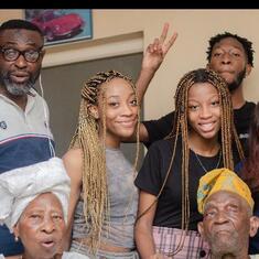 Mum + Dad with Bode, Emelda, Ayooluwa, Nonye, and Nifemi