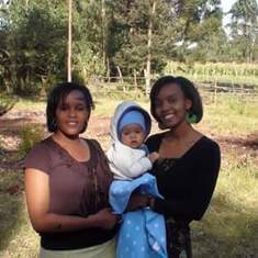 Cathy, Carol, and Israel hanging out in Kikuyu