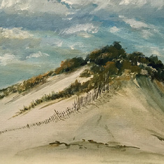 A painting of Cape dunes by Catherine. Oil on canvas.