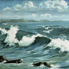 Cape Cod waves by Catherine. Oil on canvas.