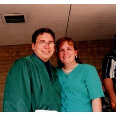 Cathy and Sam at his high school graduation, 1999