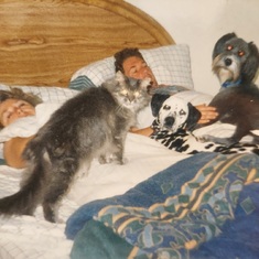 With a pile of 'critters', mid-90s