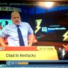 Chad talking over the phone to Mad Money ! Chad from Kentucky