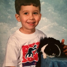 Precious  Easter picture of Chad with a real bunny