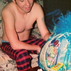 Chad opening his Easter Basket