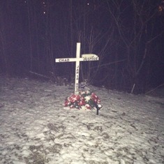 Chad's Memorial at the accident site. Taken 02/10/16