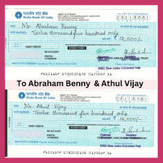 Scholarship to  Abraham Benny  and Athul Vijay 