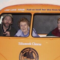 Charlene, Dan & Marcie Tillamook Cheese Factory Loaf Bus