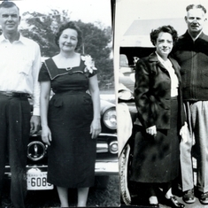 This is both set of Grandparents. The couple on the left is Cecil and Ethyl(?) Knight, and the couple on the right (and this is the only names I have ever known them by) Nannie and Poppy Walls.