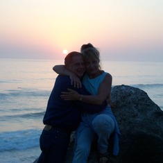 With Kathi Partridge, sunset over Pacific Ocean, Baja