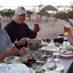 Clam Dinner, Kino Bay, Mexico with Jim Grich (Peggy not in picture)