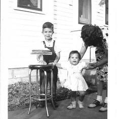 Chuck's 3rd birthday with sister Joyce-1941