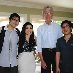 Chuck with chem students Aaron Ang, Jessica Ochoa, and Brian Phung in 2012--his last group