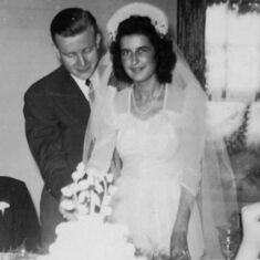 Cutting the wedding cake June 17, 1944