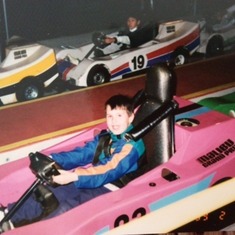 Charlie in the race car 1993
