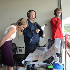 Chuck in the TV booth at Indiana vs Maryland football with Lisa Byington in 2017
