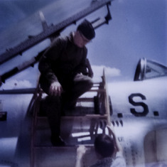 Dad Showing the Cockpit of a Fighter---Possibly the F-80A Starfigher
