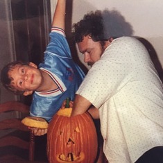 Carving pumpkins with Benjamin