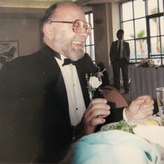 October 6, 1991.  A toast at Marcy and Jim's wedding