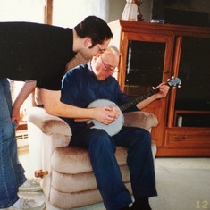 Banjo lesson with Christopher, 2001