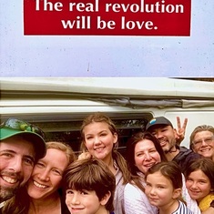 Charlie's family, loving him al/lways. His VW van bumper sticker: "The Real Revolution Will Be Love"