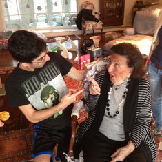 Ilan Ponsky playing around with his great grandmother, Mimi. 2012