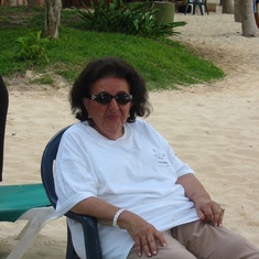 Mimi on the beach watching her Mimi's Monkeys - Playa del carmen