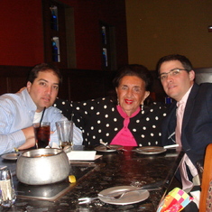 Dinner at Fondue restaurant: Zac Ponsky, Mimi, Lee Ponsky