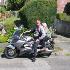 Charlotte, going for a spin with Hans - Seattle, 2005