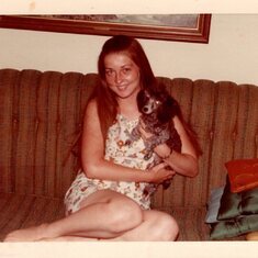 1970 Cheryl Nordin 16 years old with Mimi, Grandma Thelma's dog