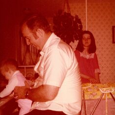 1980 April Grandpa Jim with baby Becky Ower