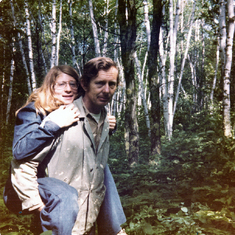 13 year old Stephanie and her Dad at the cabin