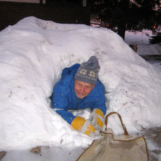 2014, checking out a snow cave in the yard on the way to get firewood.