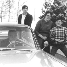 Frank (in car), Dave Snyder (?), Stella, John