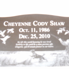 The front of Chey's Headstone.