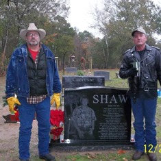 Randal and Mike at the cemetery while we decorated Cheyenne's Christmas tree (2011)