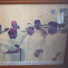 Dr. Joe Nwodo with President Babangida during a state visit.