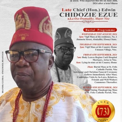 Chief Ezue Edwin Chukwudozie (Ozo Oramadike of Nise Kingdom)
