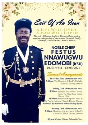 Chief festus Nnawugwu Edomobi