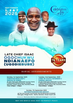 Chief Isaac Ogochukwu Ndianaefo (Ugodiebube)