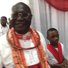 Chief Ede with his grandson Nathan Okoye during his chieftaincy conferment.