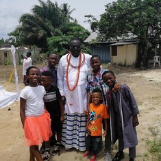 Chief Ede with some of his grandchildren in Koko, Warri, Delta State