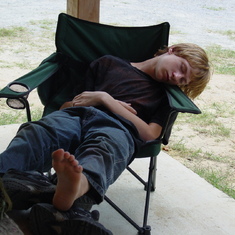 08JUL - Chris napping at Camp Bonner BSA Summer Camp