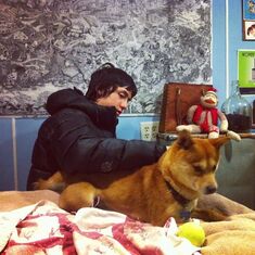 April 2013 - Chris with Luca Fox, the family Shiba Inu. Photo by Anna-Lisa Castle