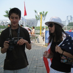 July 2008: Beijing Olympics, birds' nest in the background