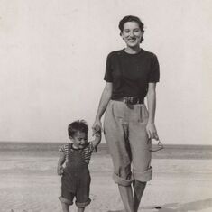 1950 with mother Celine