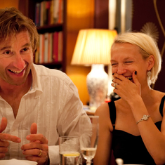 Explaining Rugby to Suzanne during a birthday celebration at the China Club, Hong Kong 2009