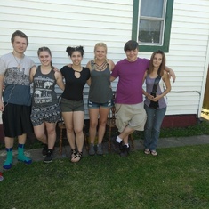 These are all 6 of Chris's kids. From right:Brittany, Bradley, Patience,. Kristen, karley and Baby G.R