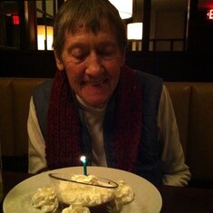 Christl on her 85th birthday; enjoying dessert with Maja Schelski