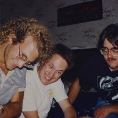 Scott, Robert and Chris deciding on Pizza in San Fran, 1990?